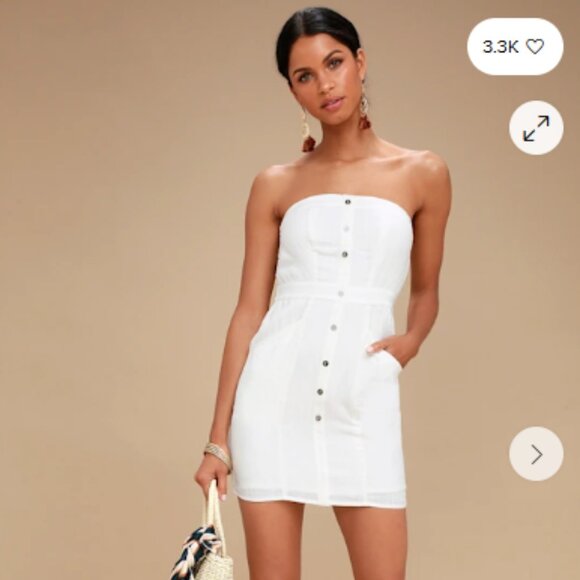Lulu's Make You Mine White Strapless Mini Dress Size Medium - Picture 1 of 9